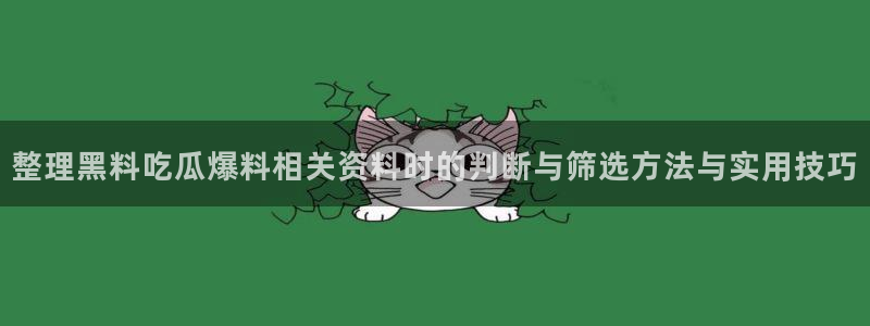 热门吃瓜热点：整理黑料吃瓜爆料相关资料时的判断与筛选方法与实用技巧